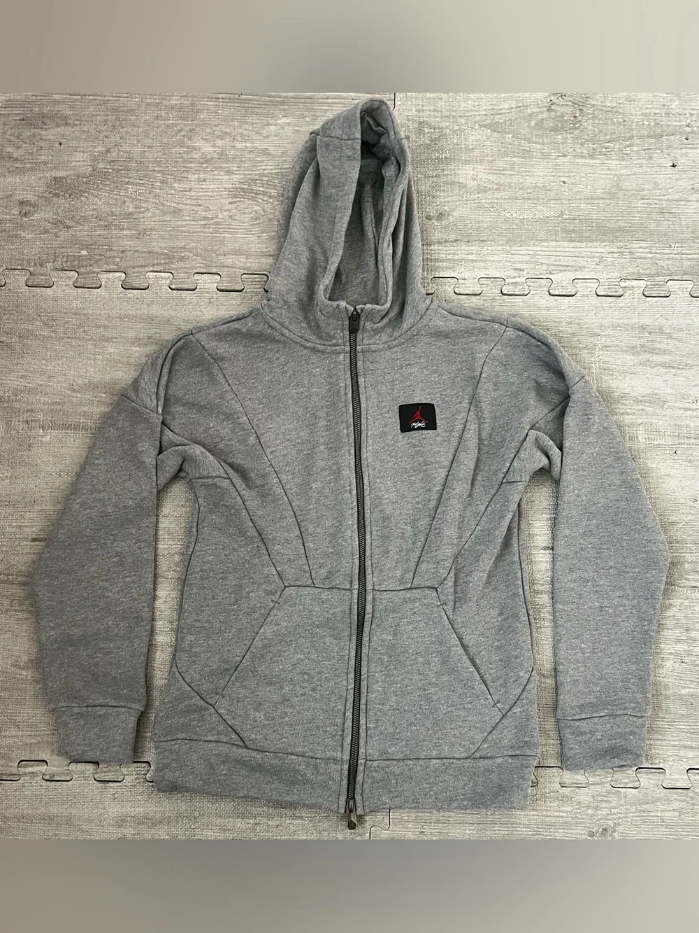 Jordan Boy’s Full Zip Hooded Fleece Hoodie Gray M Regular Fit Pockets